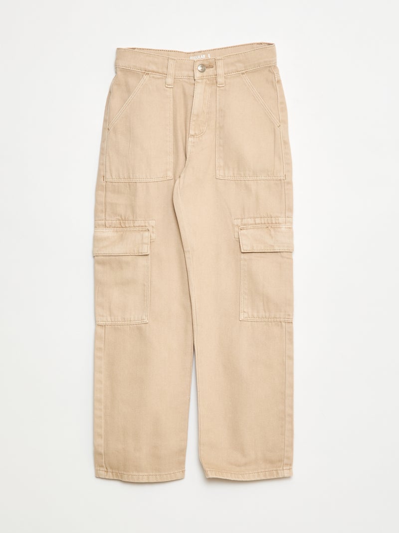Pantaloni con tasche in denim Beige - Kiabi