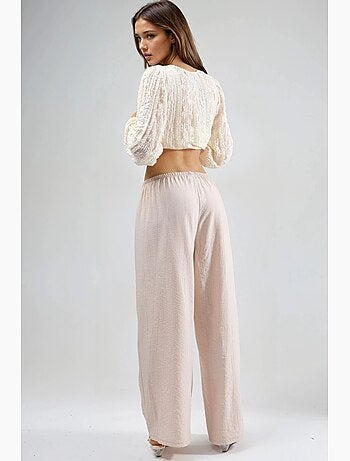 Pantaloni con vita elasticizzata e dettaglio con laccetto busem
