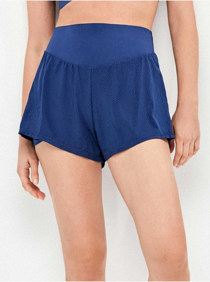 Pantaloni corti di colore blu con shorts interni Blu marino - Kiabi