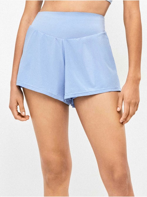 Pantaloni corti di colore blu con shorts interni - Kiabi