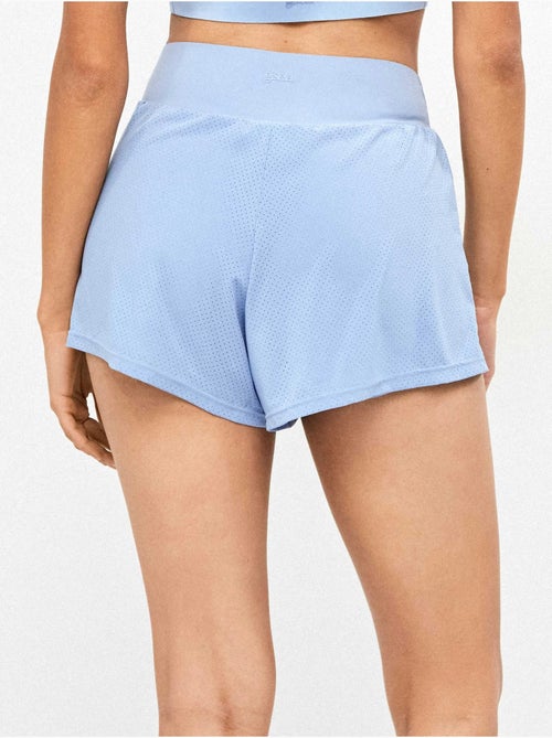 Pantaloni corti di colore blu con shorts interni - Kiabi