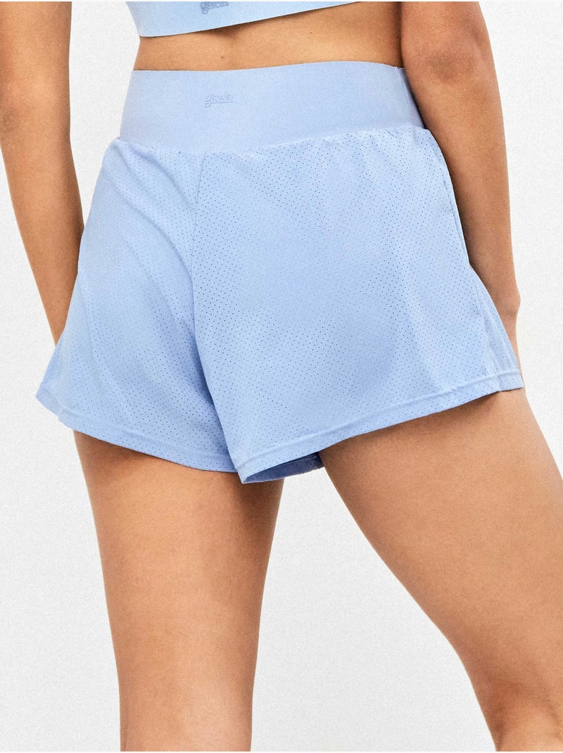 Pantaloni corti di colore blu con shorts interni Blu - Kiabi