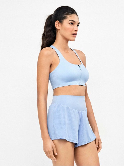 Pantaloni corti di colore blu con shorts interni - Kiabi