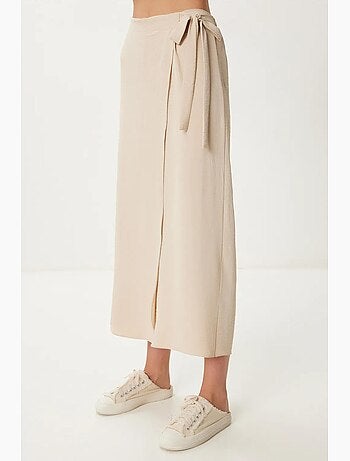 Pantaloni cropped a vita alta a gamba ampia con dettaglio a laccio istanbul