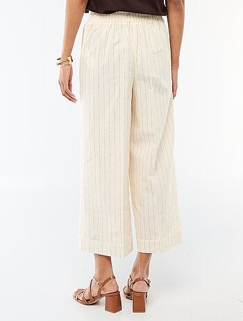 Pantaloni culotte ampi in misto lino