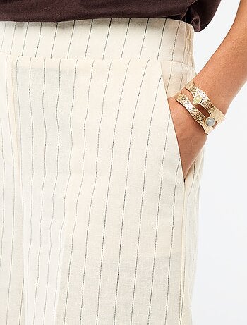 Pantaloni culotte ampi in misto lino