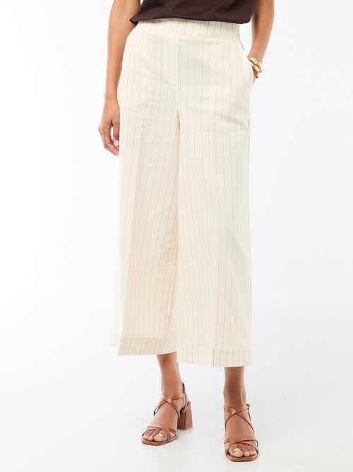 Pantaloni culotte ampi in misto lino - Kiabi