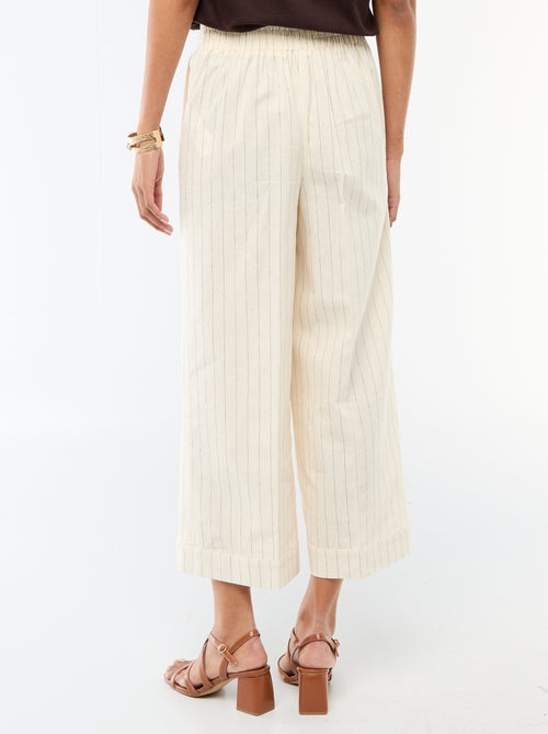 Pantaloni culotte ampi in misto lino - Kiabi