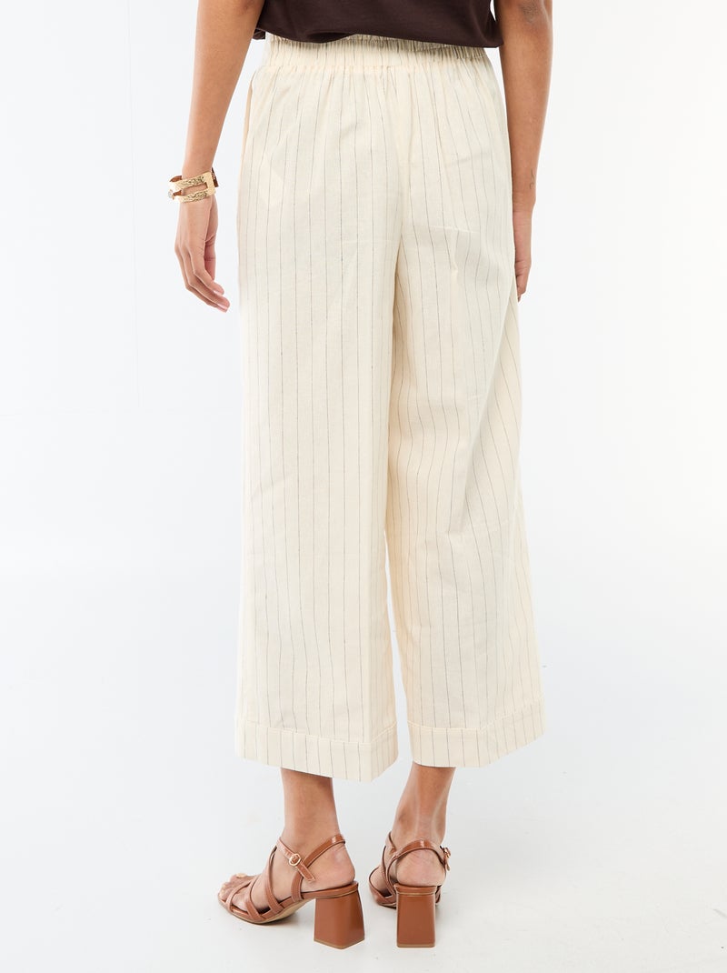 Pantaloni culotte ampi in misto lino Beige - Kiabi
