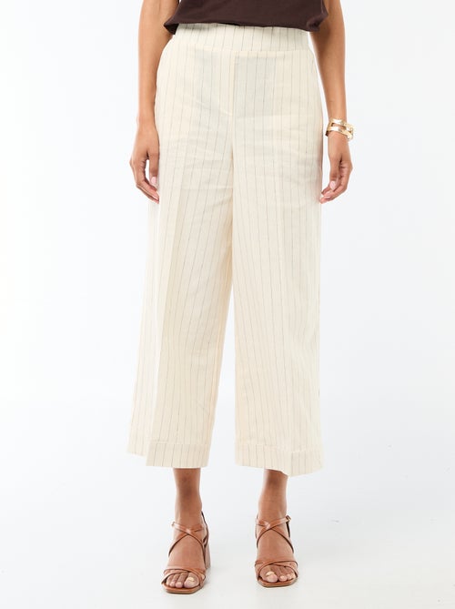 Pantaloni culotte ampi in misto lino - Kiabi