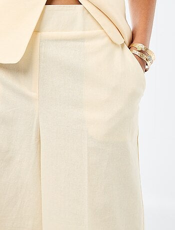 Pantaloni culotte ampi in misto lino