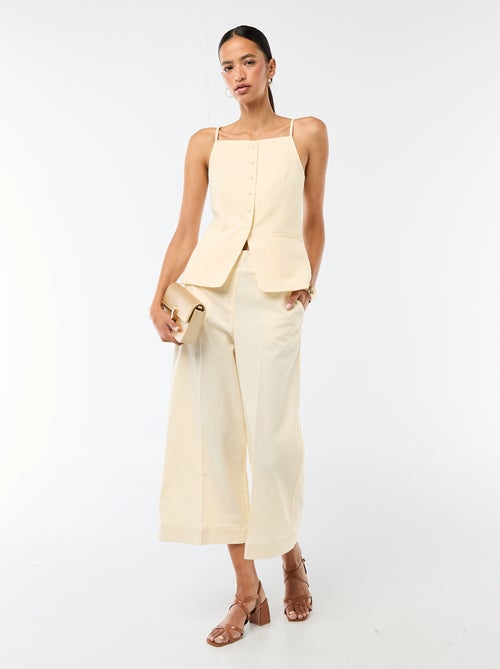 Pantaloni culotte ampi in misto lino - Kiabi