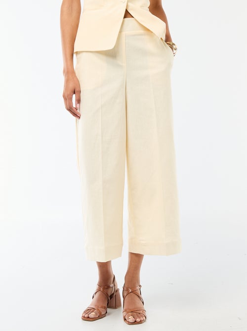 Pantaloni culotte ampi in misto lino - Kiabi