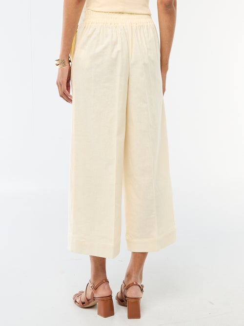 Pantaloni culotte ampi in misto lino - Kiabi