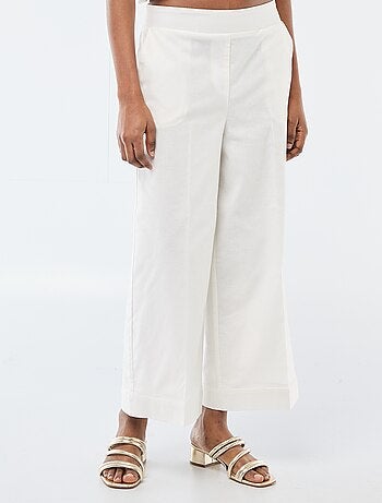 Pantaloni culotte ampi in misto lino