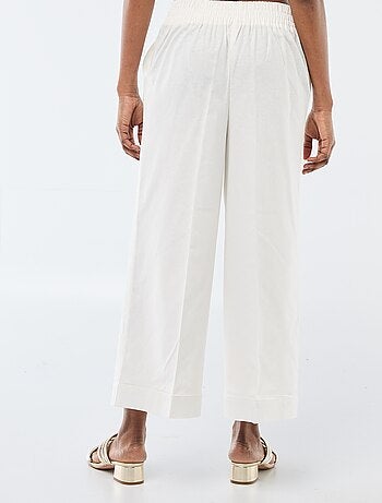Pantaloni culotte ampi in misto lino