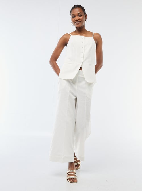 Pantaloni culotte ampi in misto lino - Kiabi