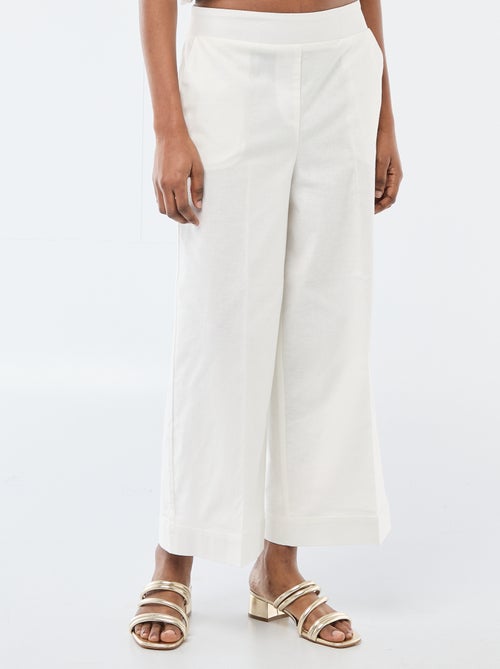 Pantaloni culotte ampi in misto lino - Kiabi