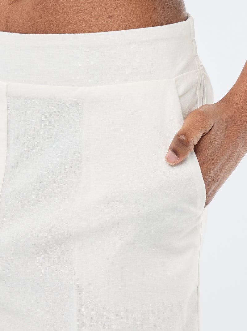 Pantaloni culotte ampi in misto lino Bianco - Kiabi