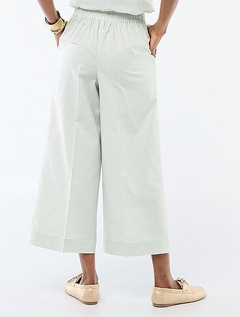Pantaloni culotte ampi in misto lino