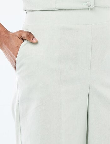 Pantaloni culotte ampi in misto lino