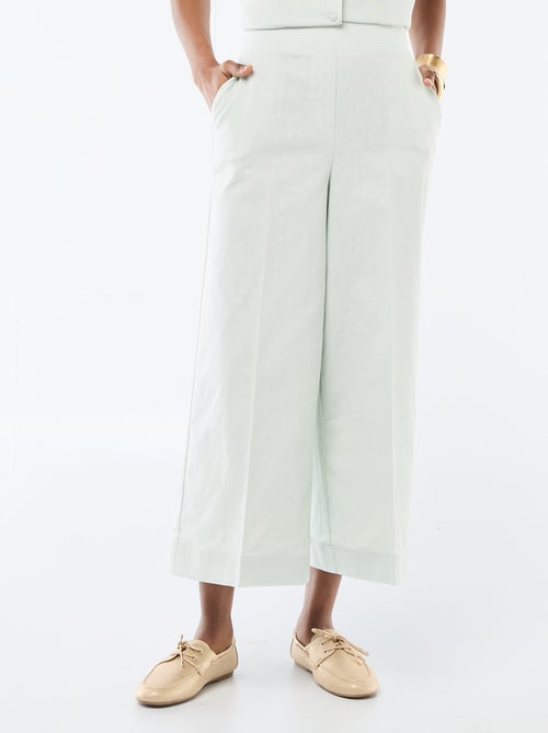 Pantaloni culotte ampi in misto lino - Kiabi
