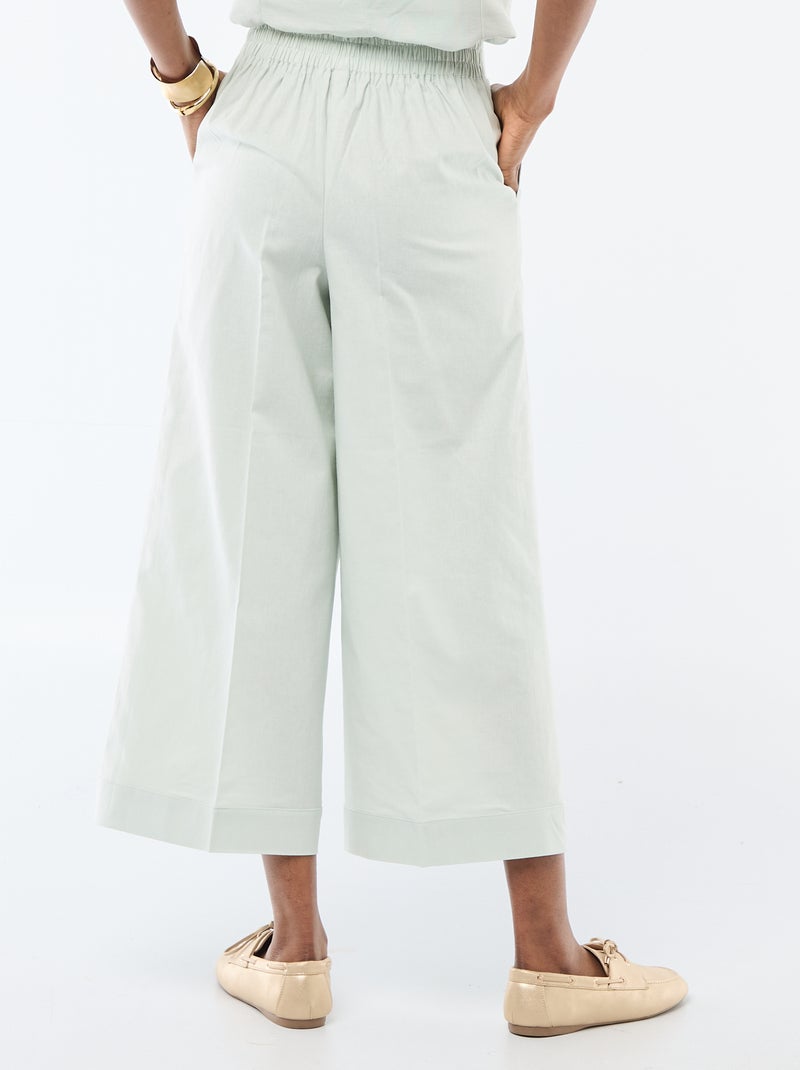 Pantaloni culotte ampi in misto lino Blu - Kiabi
