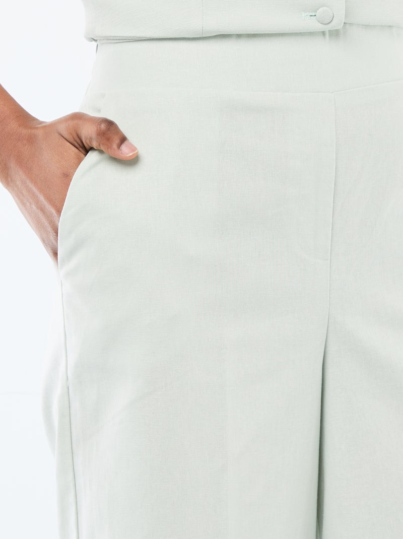 Pantaloni culotte ampi in misto lino Blu - Kiabi
