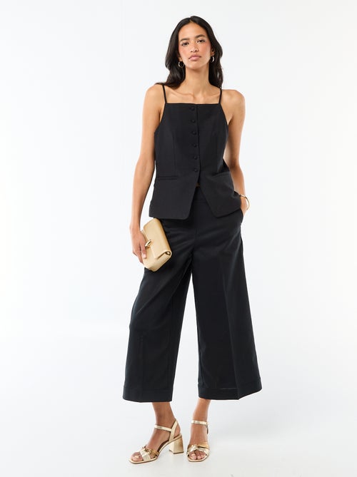 Pantaloni culotte ampi in misto lino - Kiabi