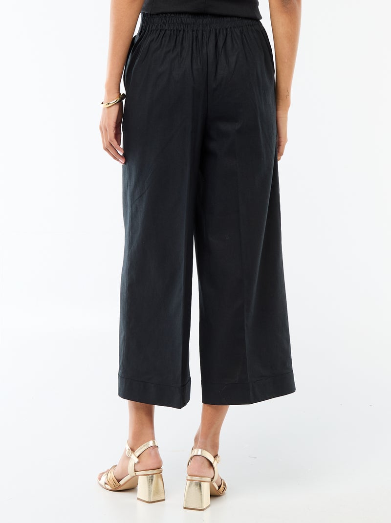 Pantaloni culotte ampi in misto lino Nero - Kiabi