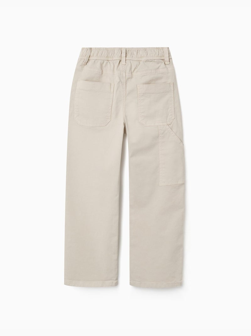 Pantaloni da carpentiere in twill con cintura elasticizzata Beige chiaro - Kiabi
