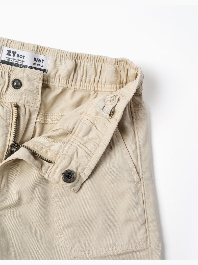 Pantaloni da carpentiere in twill con cintura elasticizzata Beige chiaro - Kiabi