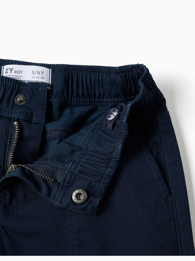 Pantaloni da carpentiere in twill con cintura elasticizzata Blu scuro - Kiabi