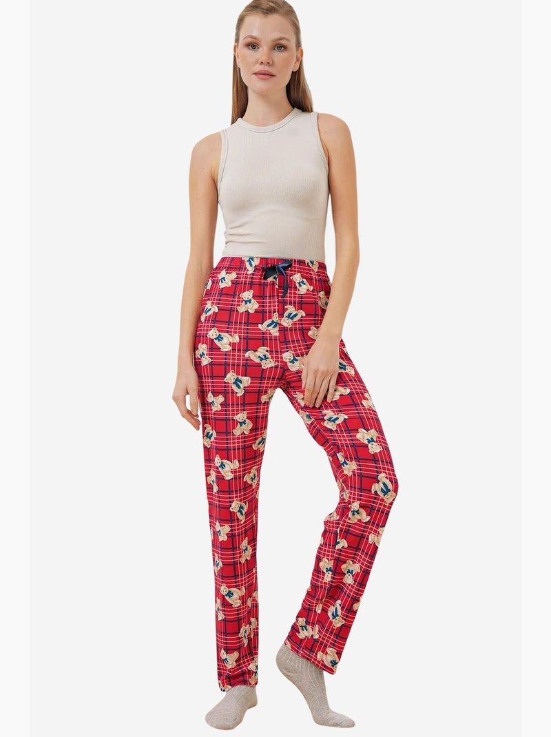 Pantaloni da casa a vita media con fantasia bdart Rosso carminio - Kiabi