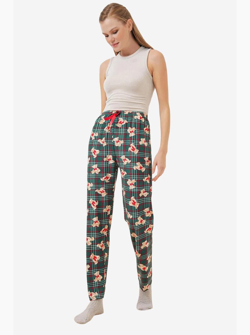 Pantaloni da casa a vita media con fantasia bdart Verde smeraldo - Kiabi