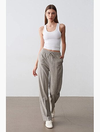 Pantaloni da casa in popeline a gamba ampia dilvin