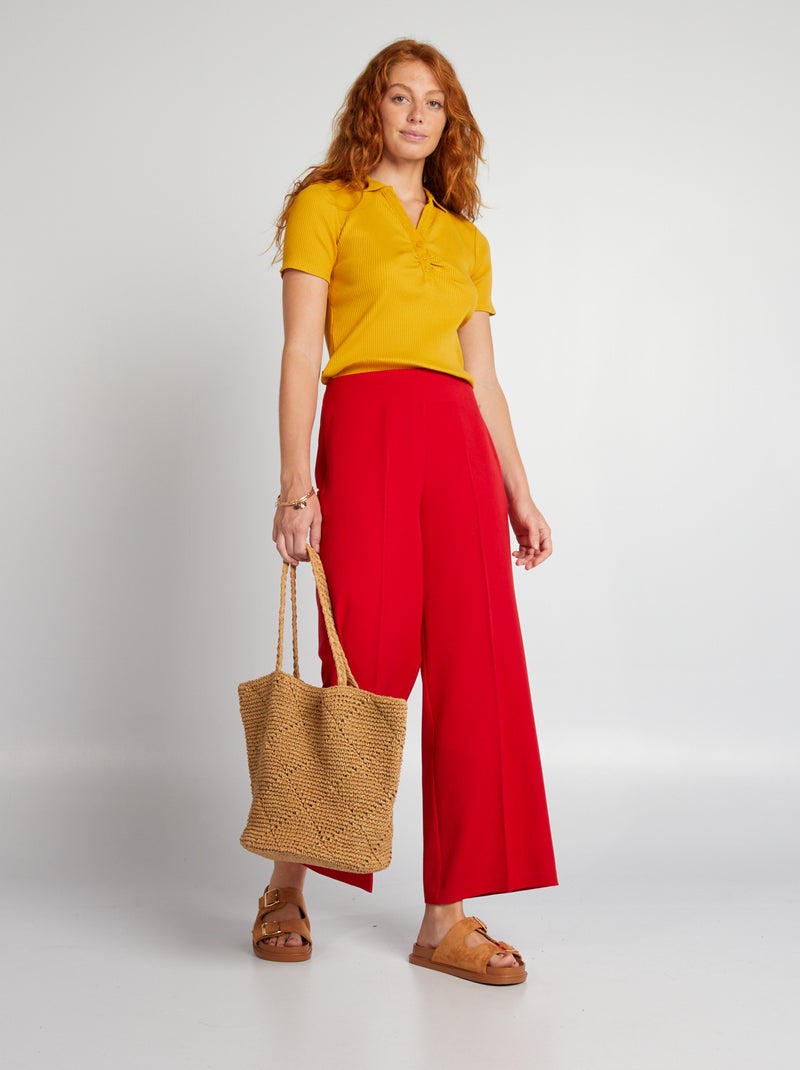 Pantaloni da completo a vita alta rosso - Kiabi