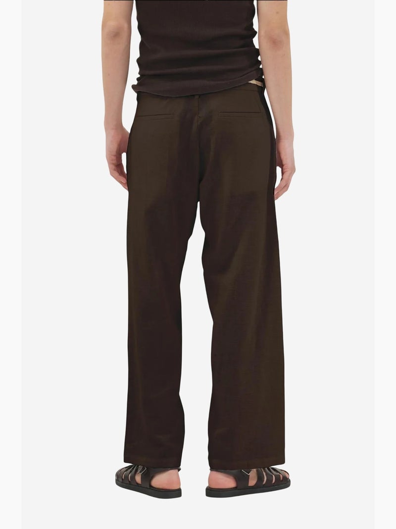 Pantaloni da completo cotone lino giesto Marrone cioccolato - Kiabi