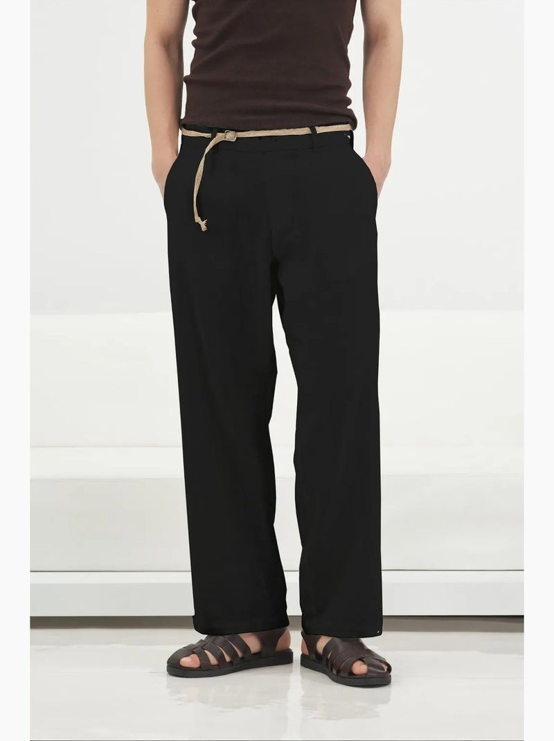 Pantaloni da completo da uomo in lino e cotone giesto Nero - Kiabi