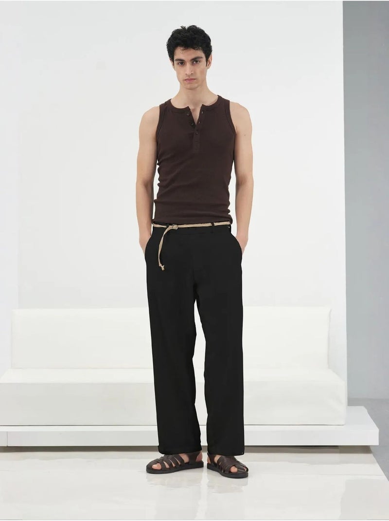 Pantaloni da completo da uomo in lino e cotone giesto Nero - Kiabi