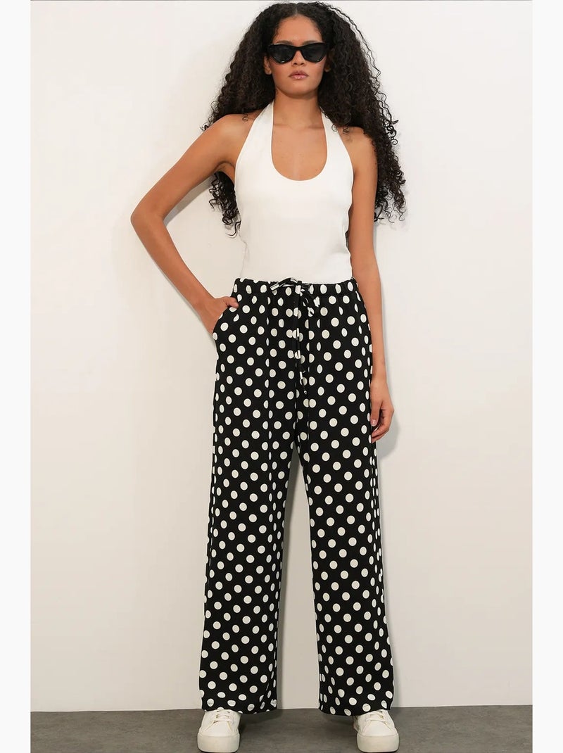 Pantaloni da donna a gamba ampia a pois bdart Nero Bianco - Kiabi