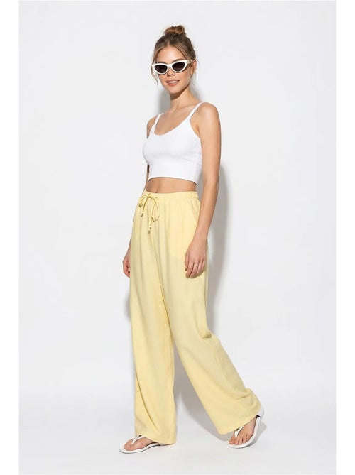 Pantaloni da donna a gamba ampia in crêpe lucci - Kiabi Pantaloni da donna a gamba ampia in crêpe lucci - Kiabi