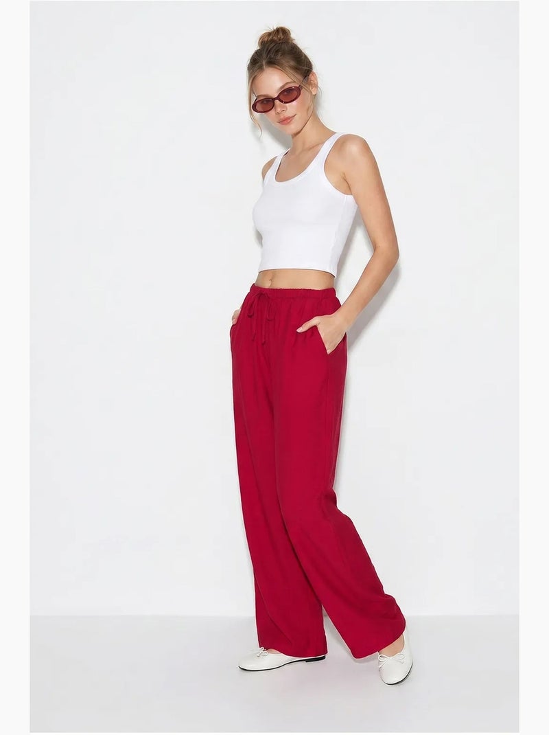 Pantaloni da donna a gamba ampia in crêpe lucci Rosso bordeaux - Kiabi