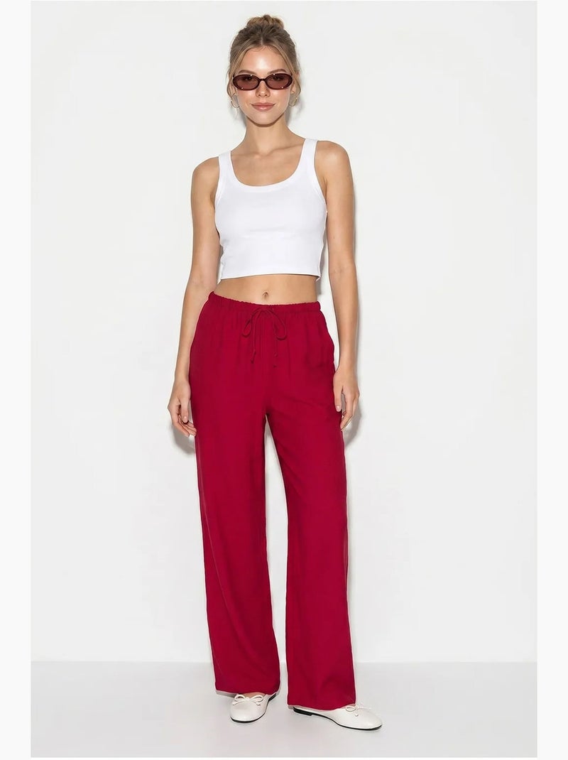 Pantaloni da donna a gamba ampia in crêpe lucci Rosso bordeaux - Kiabi