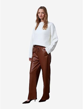 Pantaloni da donna a gamba ampia in ecopelle dilvin