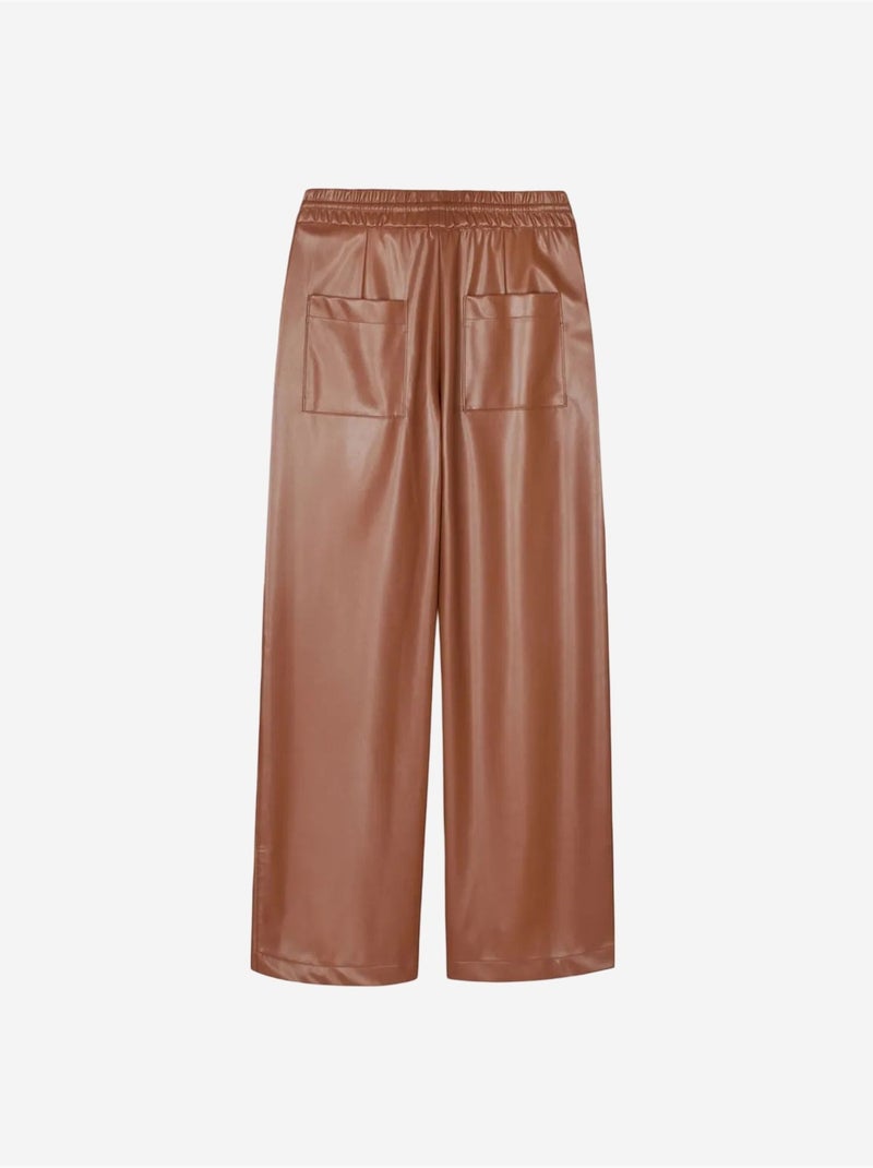 Pantaloni da donna a gamba ampia in ecopelle dilvin Marrone - Kiabi