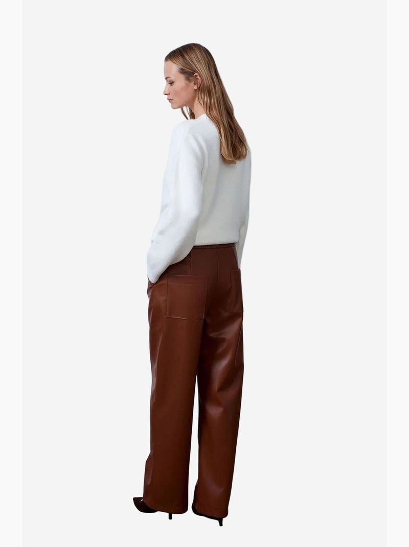 Pantaloni da donna a gamba ampia in ecopelle dilvin Marrone - Kiabi