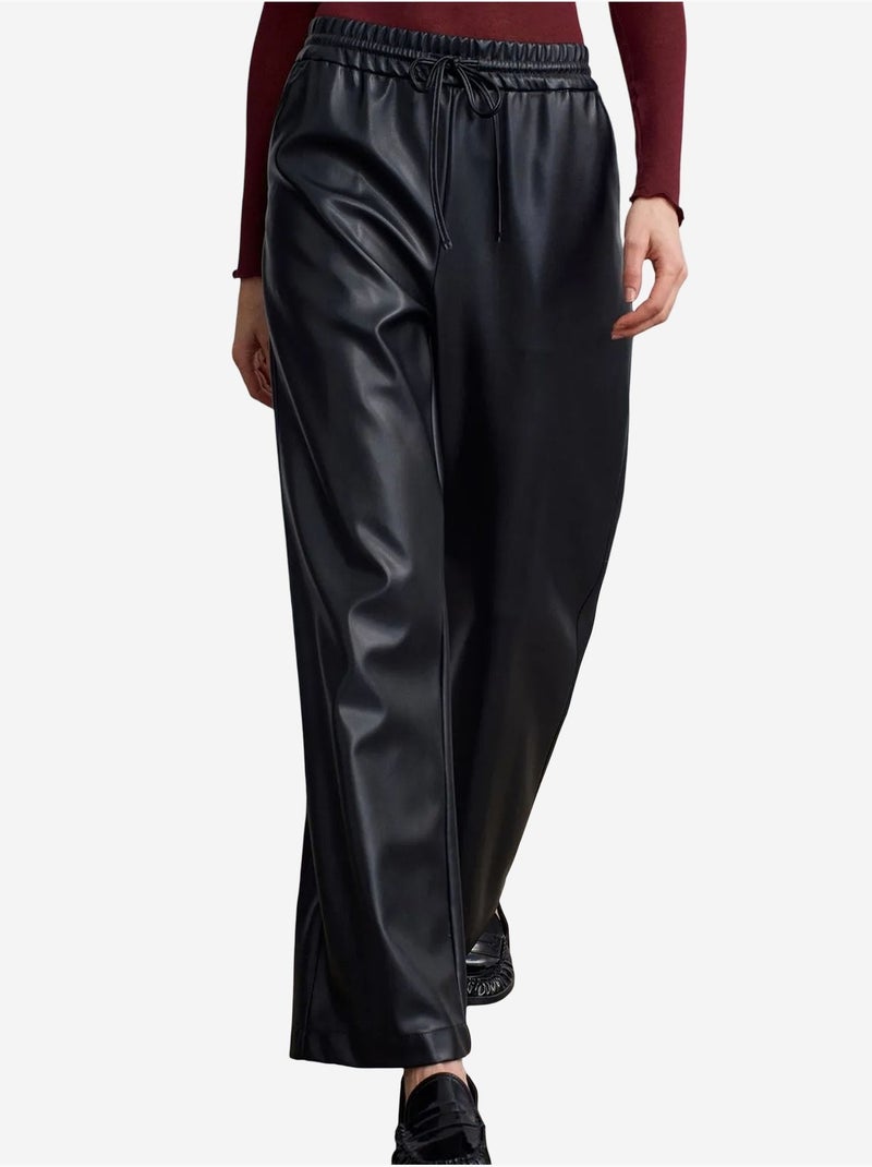 Pantaloni da donna a gamba ampia in ecopelle dilvin Nero - Kiabi
