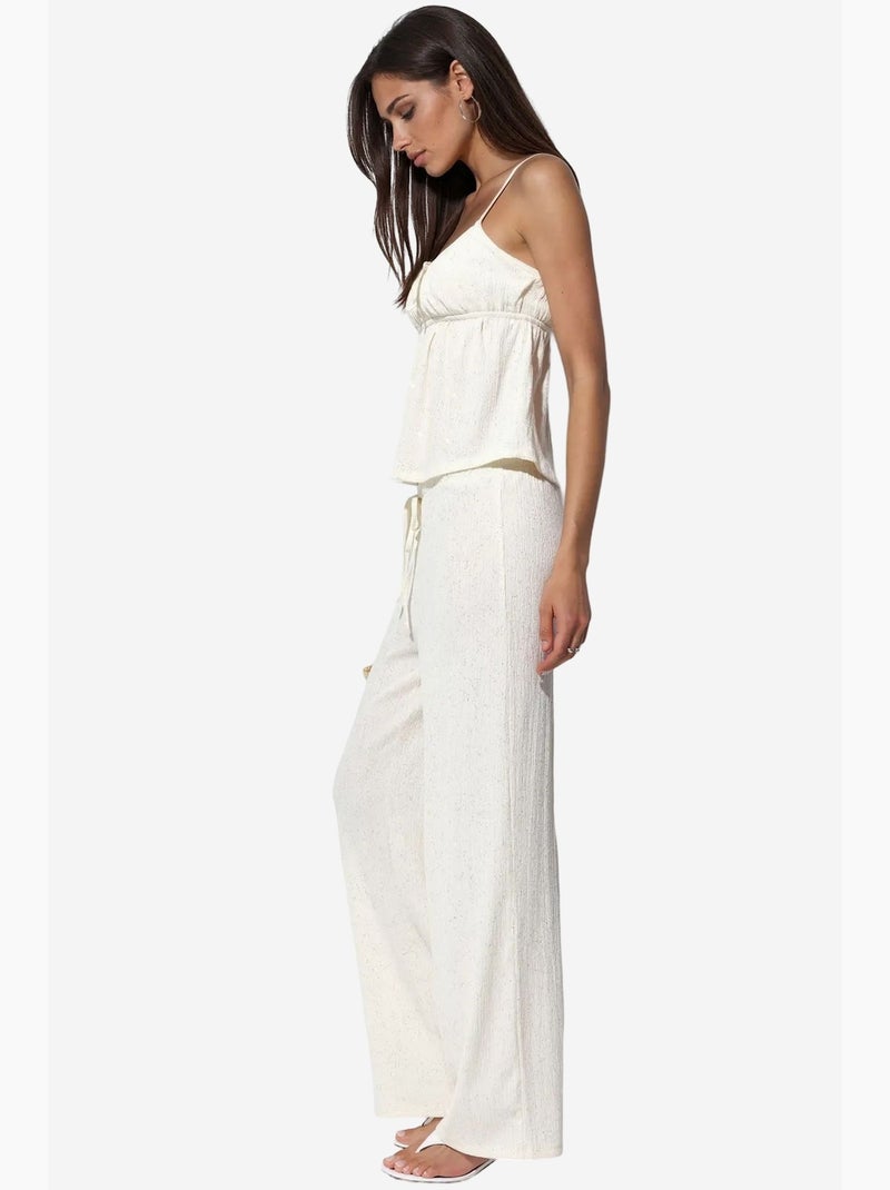 Pantaloni da donna a gamba dritta con coulisse busem Crema - Kiabi