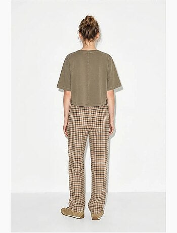 Pantaloni da donna a gamba larga a quadri lucci